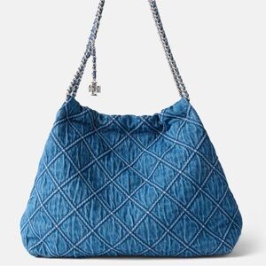 Tory Burch Fleming Denim Hobo Bag